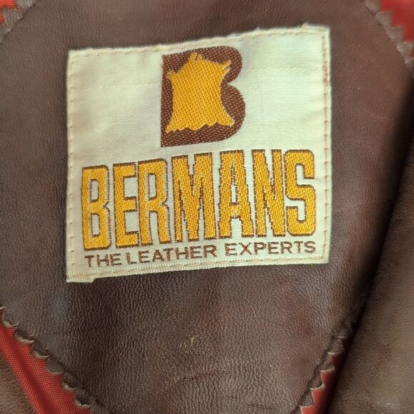 Berman's‎ 70s mens vintage brown leather trench coat jacket - Picture 2 of 16